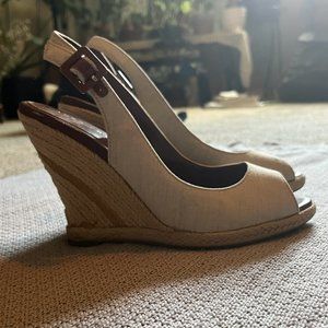 Ivanka Trump Tan Woven Wedges